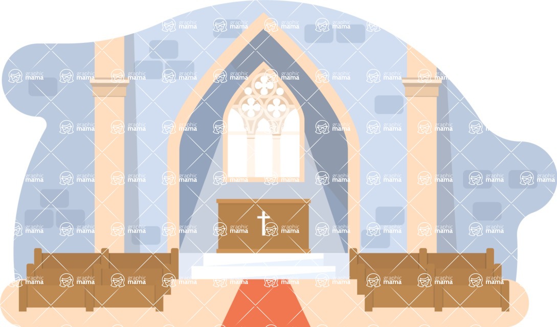 Vector Landscape Mega Bundle - Church Vector Background Illustration